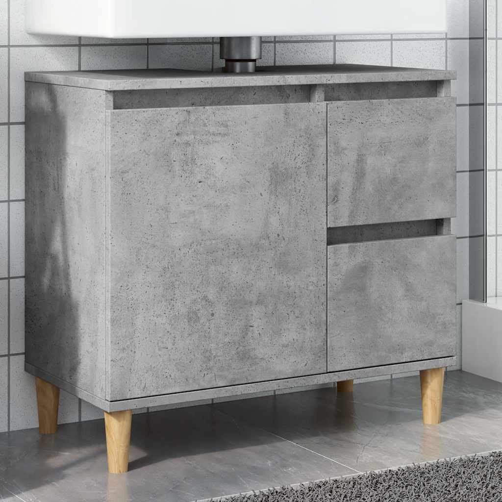 vidaXL Badezimmerspiegelschrank Waschbeckenunterschrank Betongrau 65x33x60 cm Holzwerkstoff (1-St)