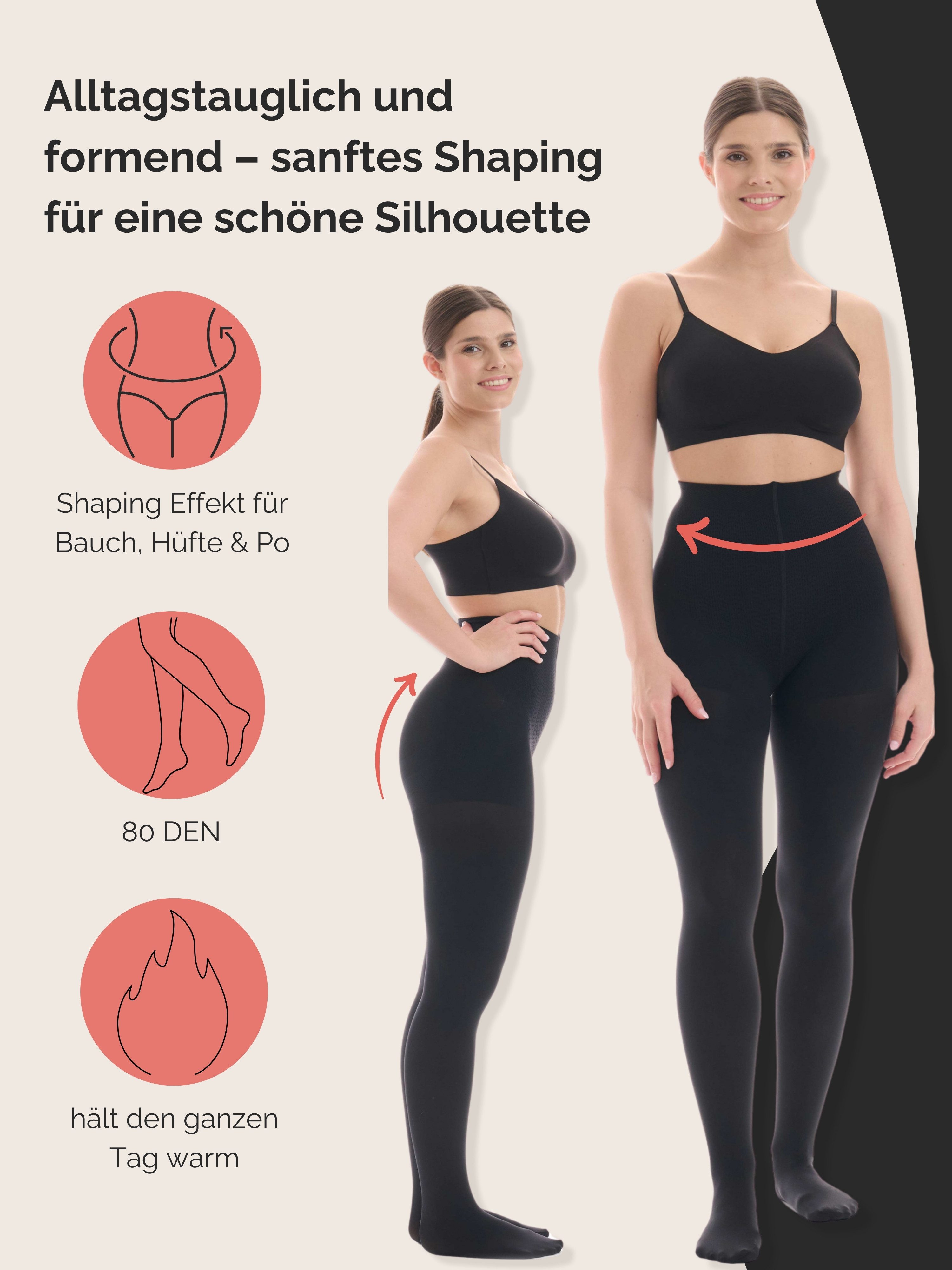 tonest Shaping-Strumpfhose Shape Strumpfhose Damen 80DEN - blickdicht figurformend 80 DEN (Doppelpack 2 St) formt Bauch, Hüften und Po