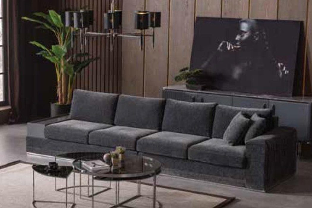 JVmoebel Sofa Großer schwarzer Viersitzer Sofa Luxus Couch Wohnzimmermöbel, Made in Europe