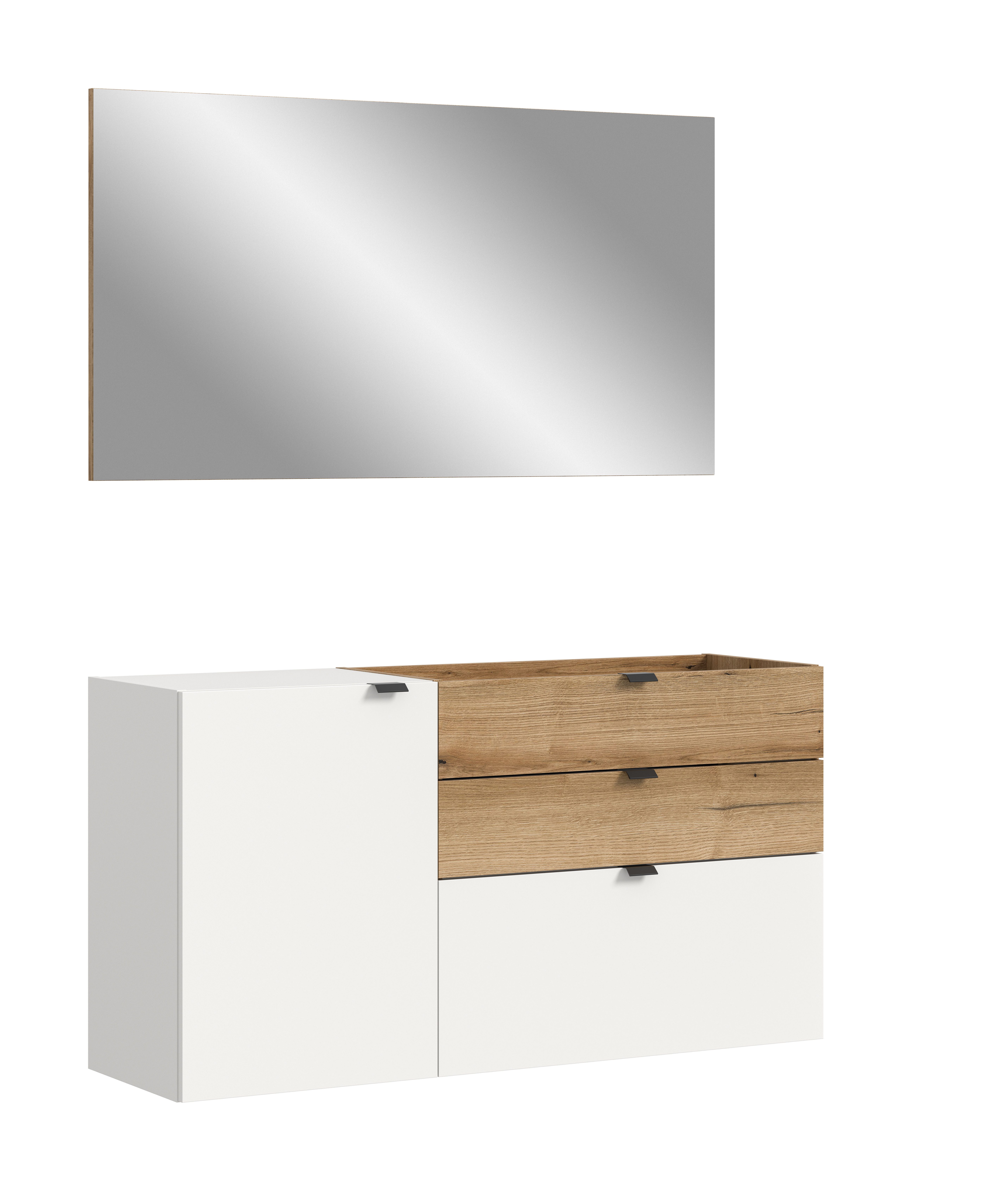 furnling Шкафы-Set Naroa, (2-St., Hängekommode, Spiegel), Шкафыschrank, Шкафыmöbel, Höhe 194 cm, Evoke Oak/weiß