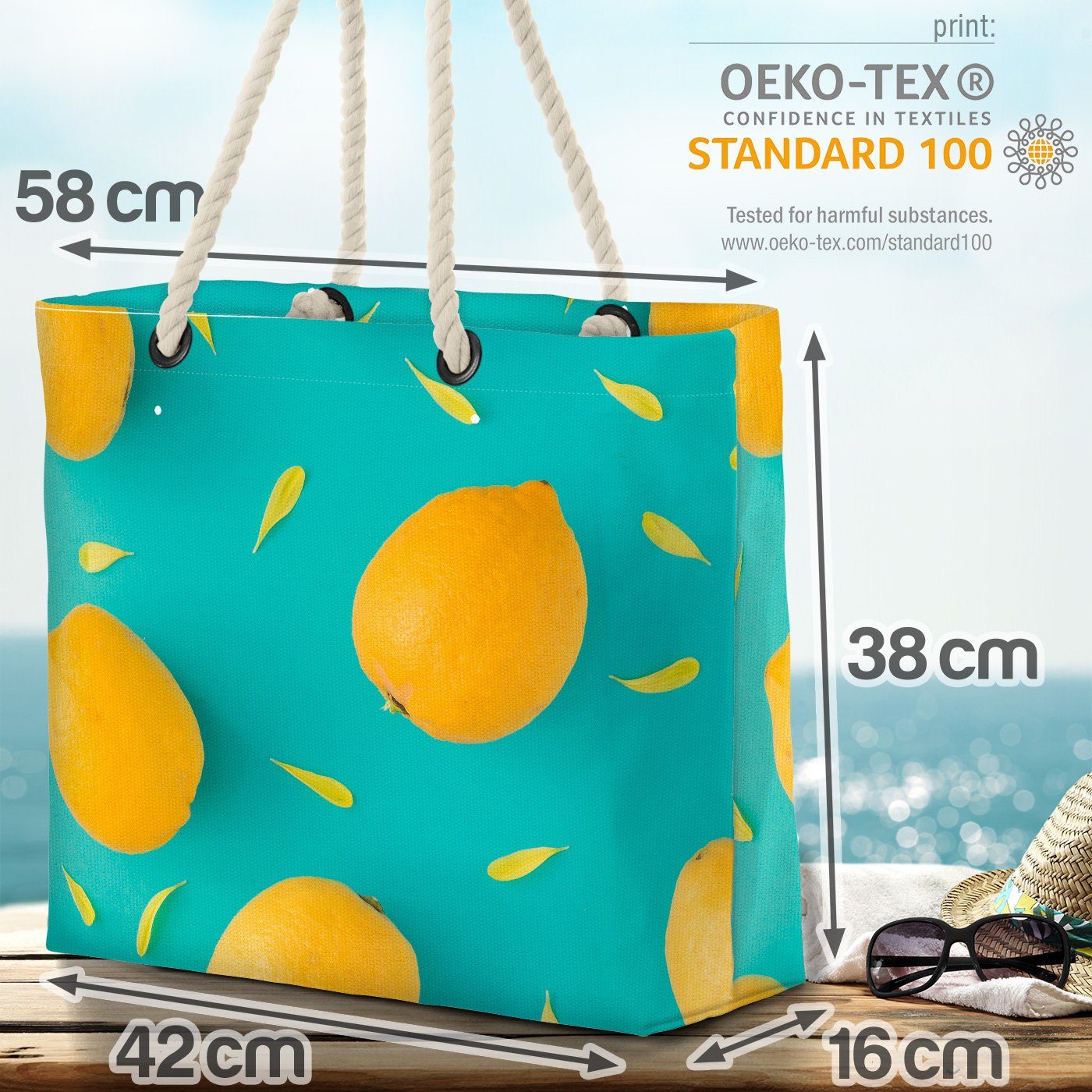 Zitronenmuster Beach Früchte Strandtasche VOID Bag Gesund (1-tlg), Küche Kochen Frucht Obst Sauer Essen