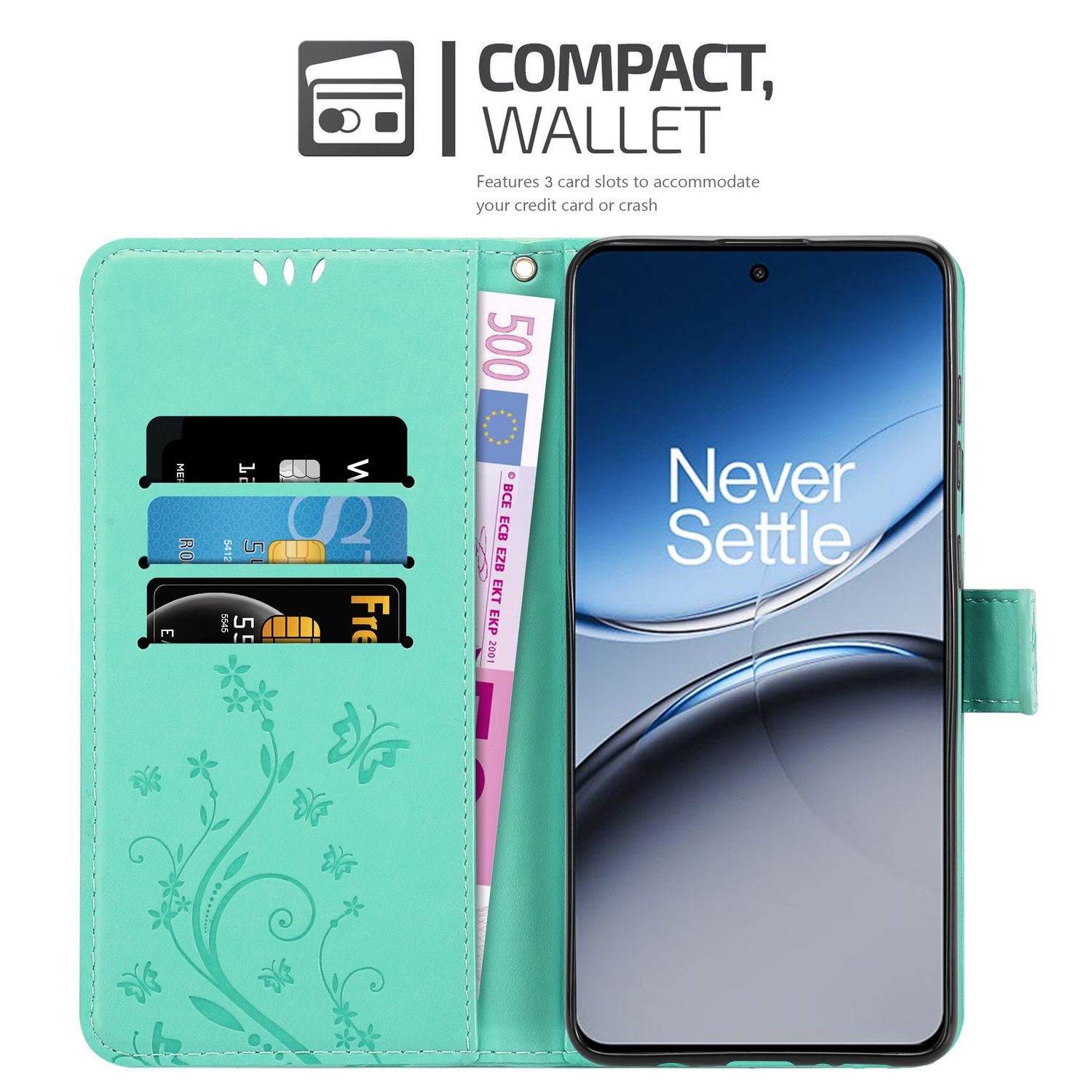Cadorabo Handyhülle für OnePlus Nord 4 Hülle OnePlus Nord 4, Hülle Schutzhülle Blumen Flower mit Standfunktion Kartenfach Magnet