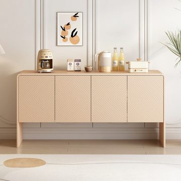 FUROKOY Sideboard Home kommode Sideboard Holz,chest of drawers mit 4 Türen, (sideboard aus MDF mit Rückstoßvorrichtung), Sideboard für wohnzimmer Küche flur schlafzimmer