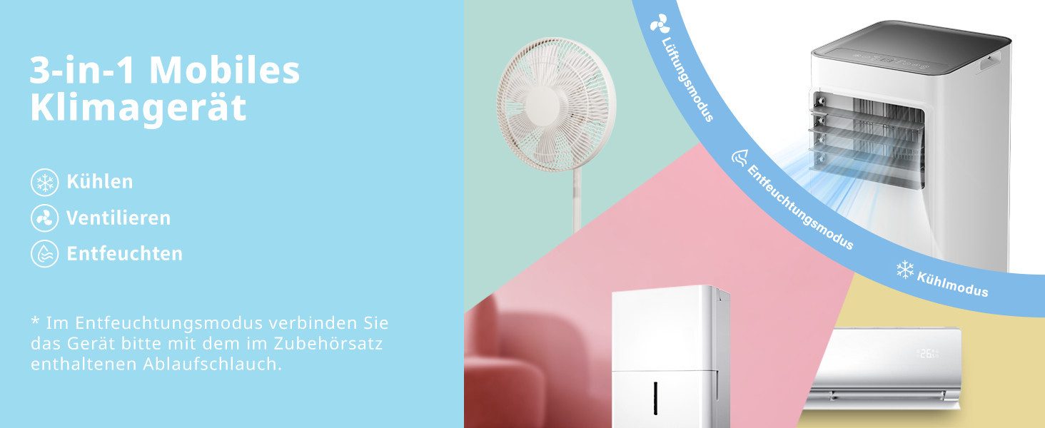 comfee 3-in-1 air conditioner »Easy Cool 7000« strong airflow, app and voice control possible, for rooms up to 25 m², with temperature sensor