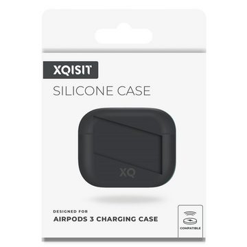 XQISIT Etui Silikon Skin Case Cover Schutz-Hülle Schwarz Headset (passend für Ladecase Apple AirPods 3 Bluetooth Ohrhörer Kopfhörer)