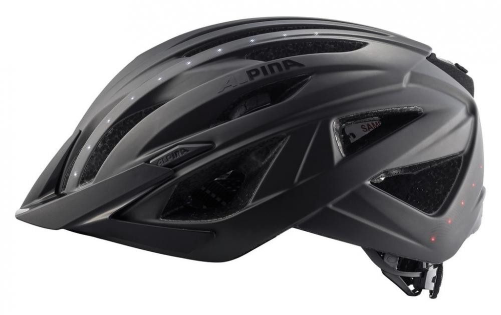 Alpina Sports Fahrradhelm Alpina Fahrradhelm Haga LED schwarz matt 51 bis 56cm