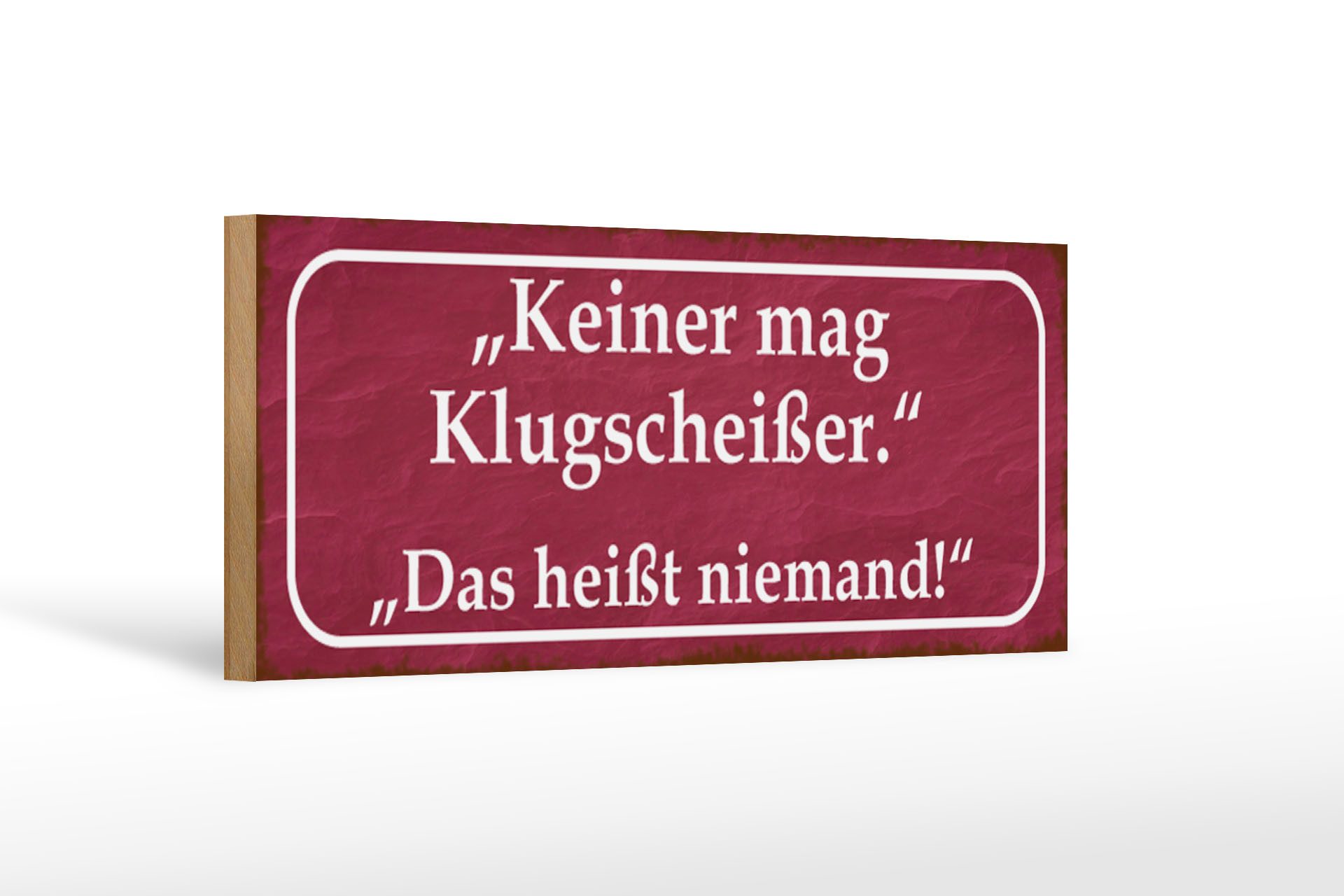 Holzbild Spruch 27x10cm keiner mag Klugscheißer