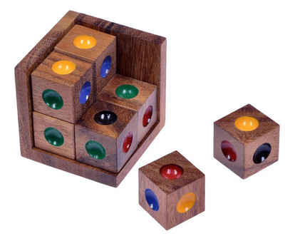 Logoplay Holzspiele Spiel, Crazy Six - 3D Puzzle mit 8 farbigen Würfeln in einem Rahmen aus HolzHolzspielzeug