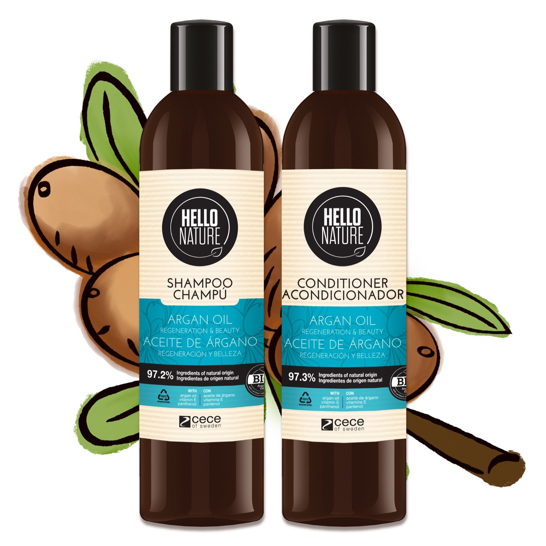 Hello Nature Haarpflege-Set Haar Shampoo Conditioner Set Haarmaske mit Arganöl, Haarpflege, Shampoo, Haarmaske, Haarspülung, Arganöl