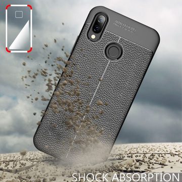 Nalia Smartphone-Hülle Huawei P Smart Plus, Leder-Look Silikon Hülle / Anti-Fingerabdruck / Kratzfest / Stoßfest / Rutschfest / Leder-Optik aus Silikon Schutzhülle / Soft Case / Phone Cover / Handy-Tasche Bumper Etui Handycase Backcover Handy-Schale Handycover