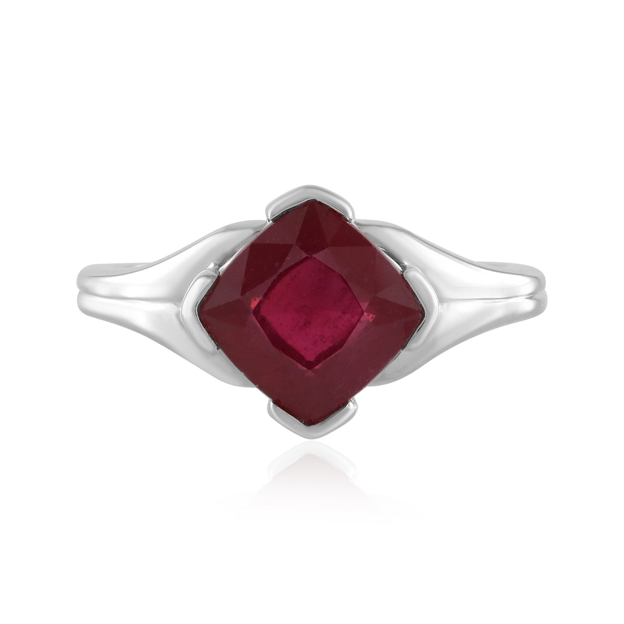 Cavill Solitärring Cavill Rubinring 2,81 ct Kissenschliff Rubin Sterlingsilber platin (1-tlg)