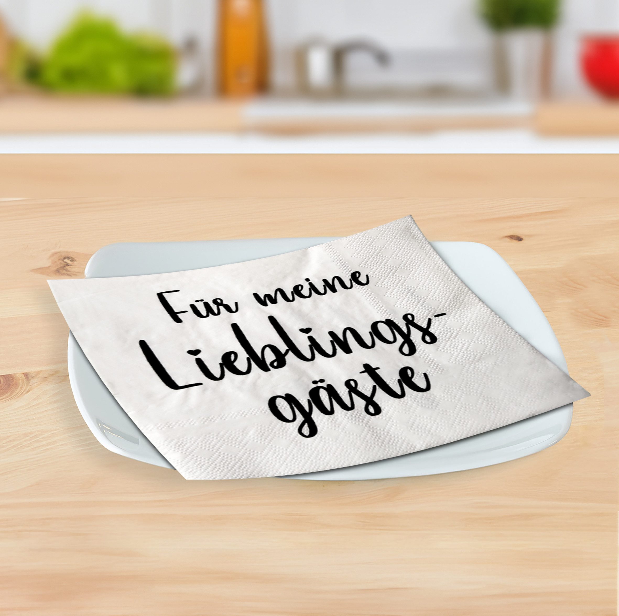 Spetebo Papierserviette Servietten 60 Stück mit 3 verschiedenen Motiven - Gastfreundschaft, (Set, 60 St., Papierservietten), Tischdeko Papierservietten 3er Set mit Spruch