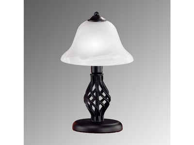 FISCHER & HONSEL LED Tischleuchte, mit Glas Lampen-Schirm Landhaus-Stil antik – Designklassiker mit weißem Schirm für Flur-Beleuchtung Wohnzimmer & Nachttischlampe