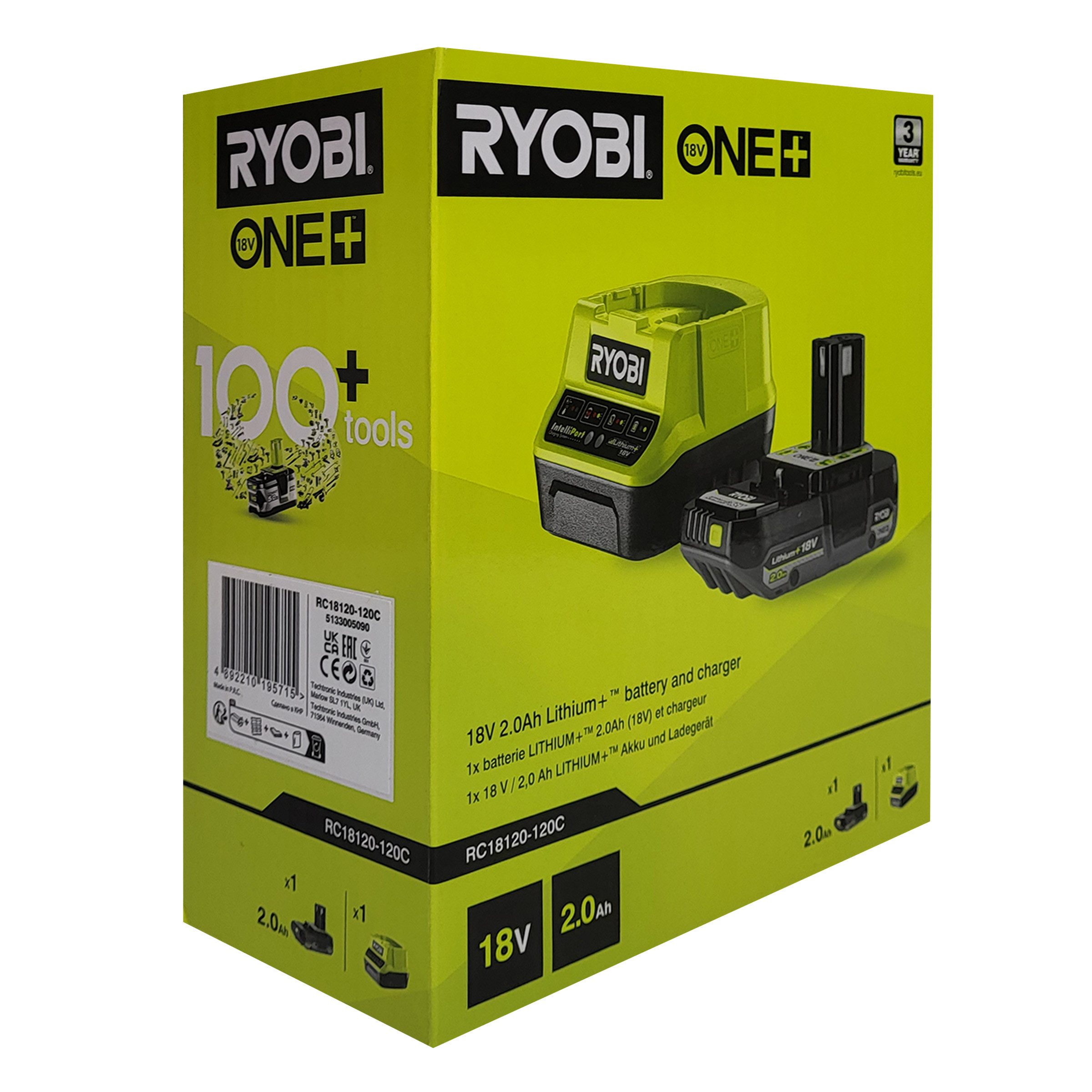 RYOBI Ryobi RC18120-120C Akku-Set 18 V 2,0Ah+ Ladegerät ONE+ (ohne Werkzeug) Akku-Set (1 St)