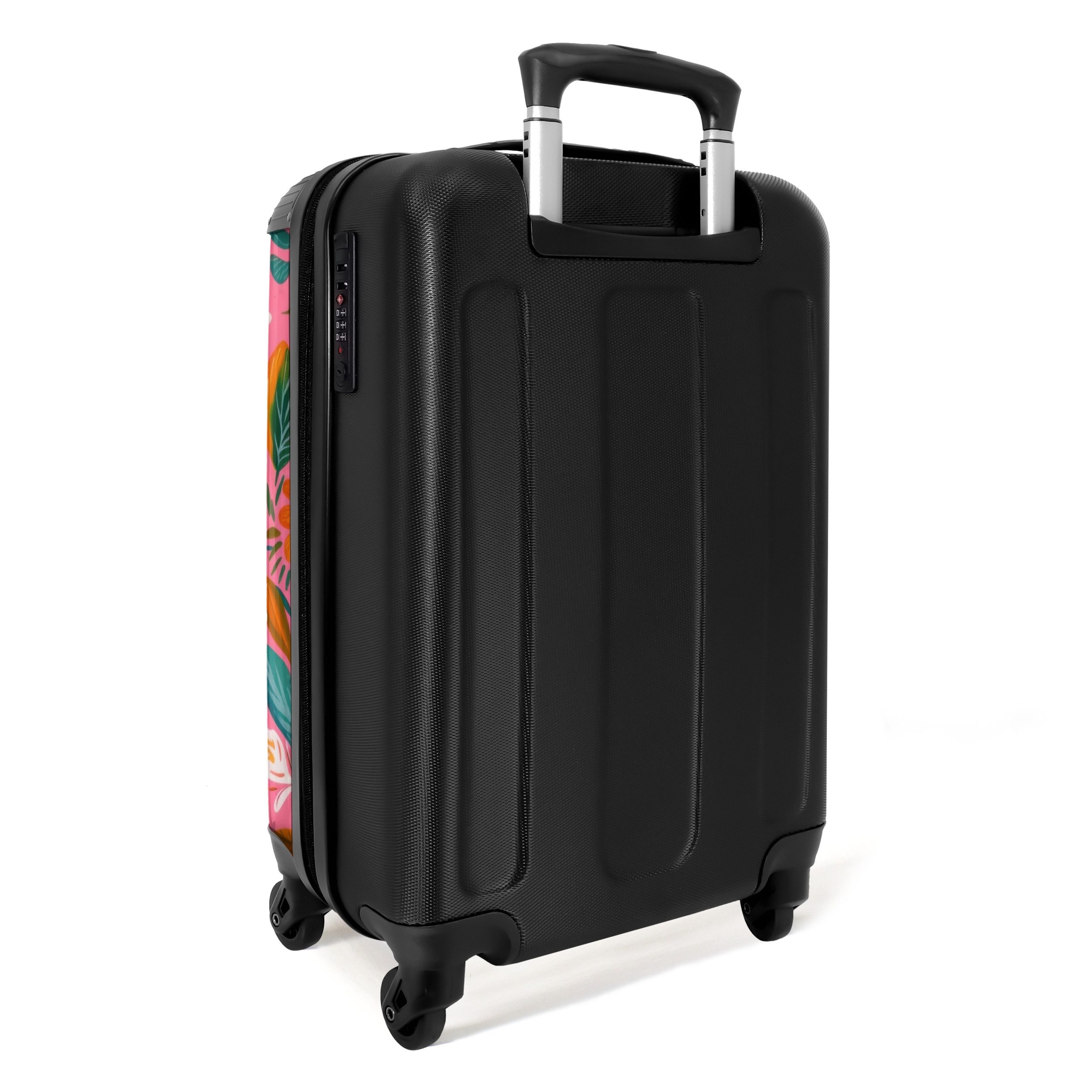 NoBoringSuitcases.com© Hartschalen-Trolley Feldblumen mit rosa Hintergrund 55x35x20cm, 4 Rollen, Reisetasche mit Rollen, Koffer Handgepäck Flugzeug