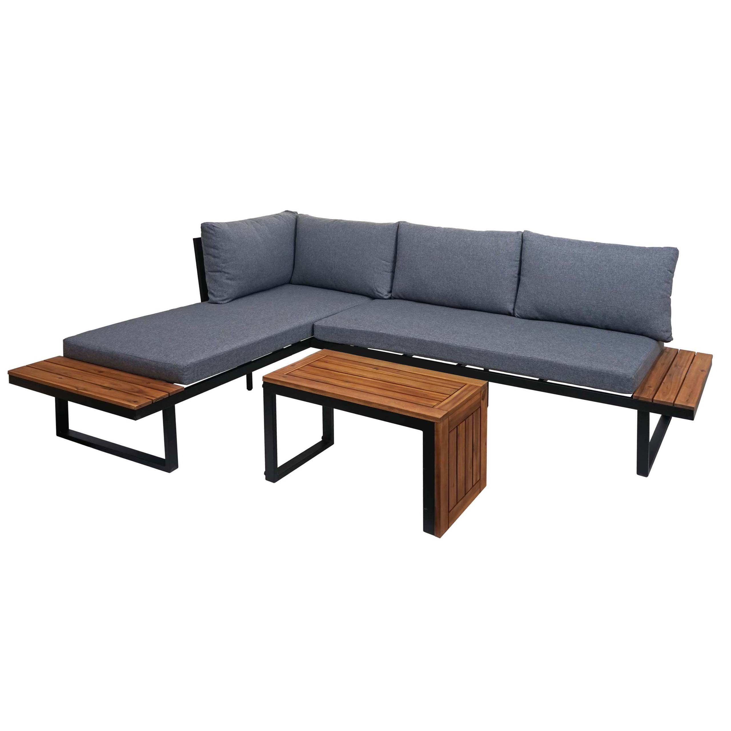 MCW Gartenlounge-Set MCW-L27, (3-tlg), Bezug mit UV-Schutz, mit wasserabweisenden und abnehmbaren Bezügen