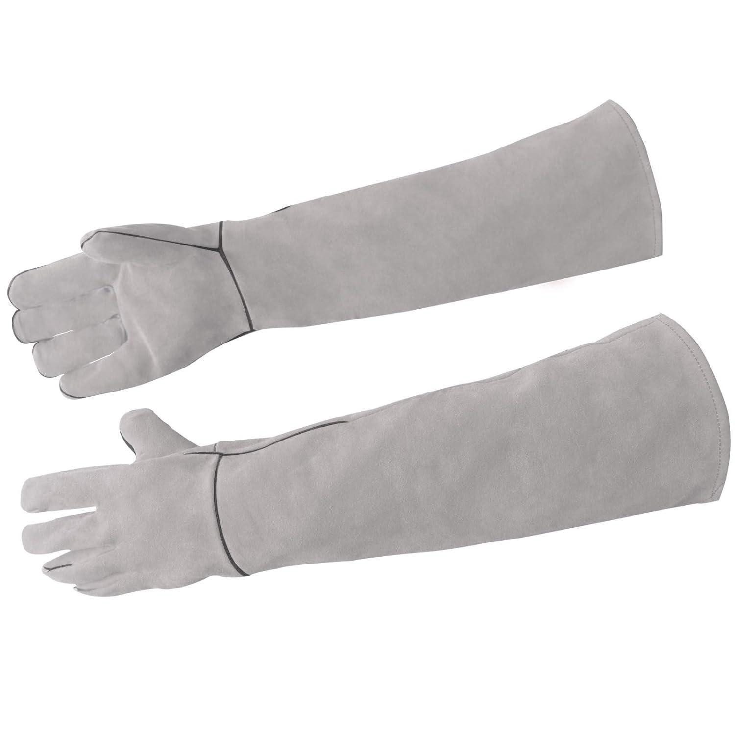 LEcylankEr Schutzkragen Anti-Biss Kevlar Handschuhe Langärmlig Garten Grau