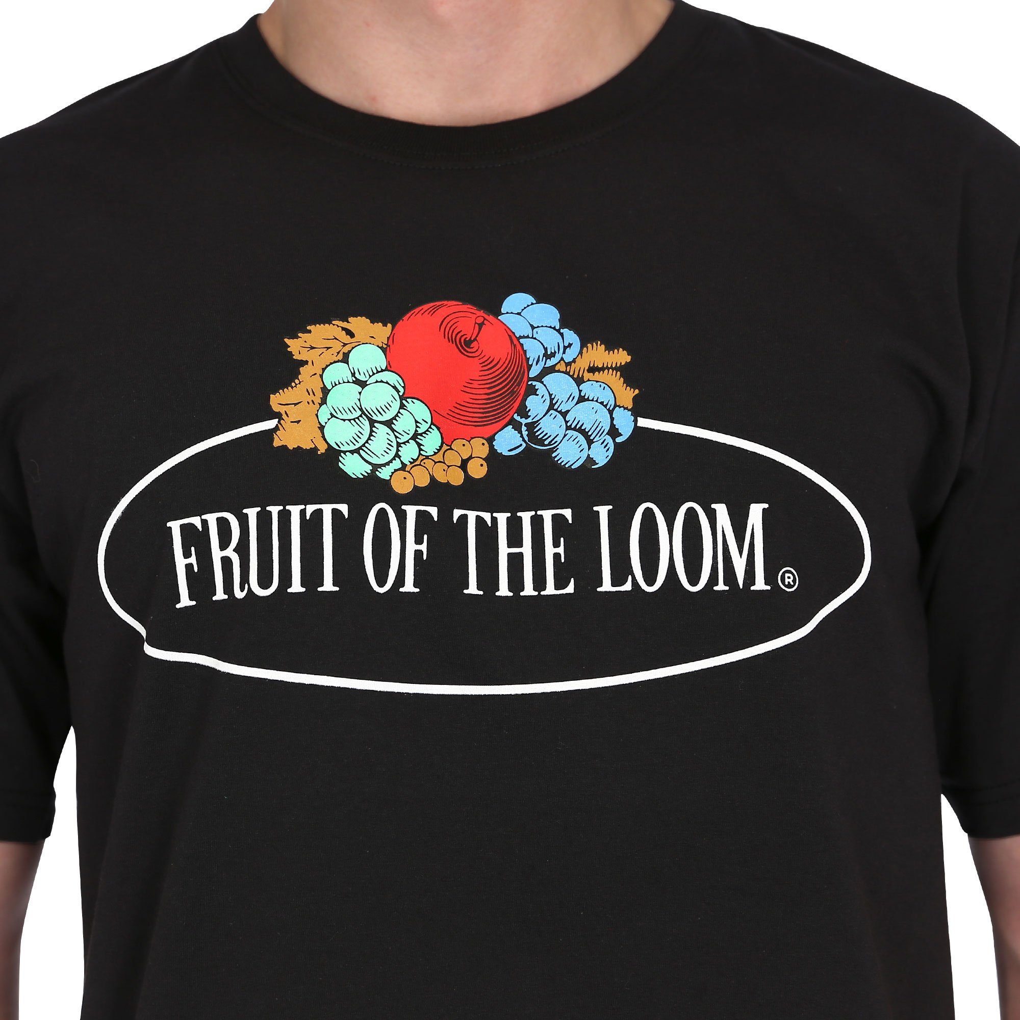 of Loom T-Shirt 150 Iconic groß Rundhalsshirt - Vintage-Logo schwarz Fruit the