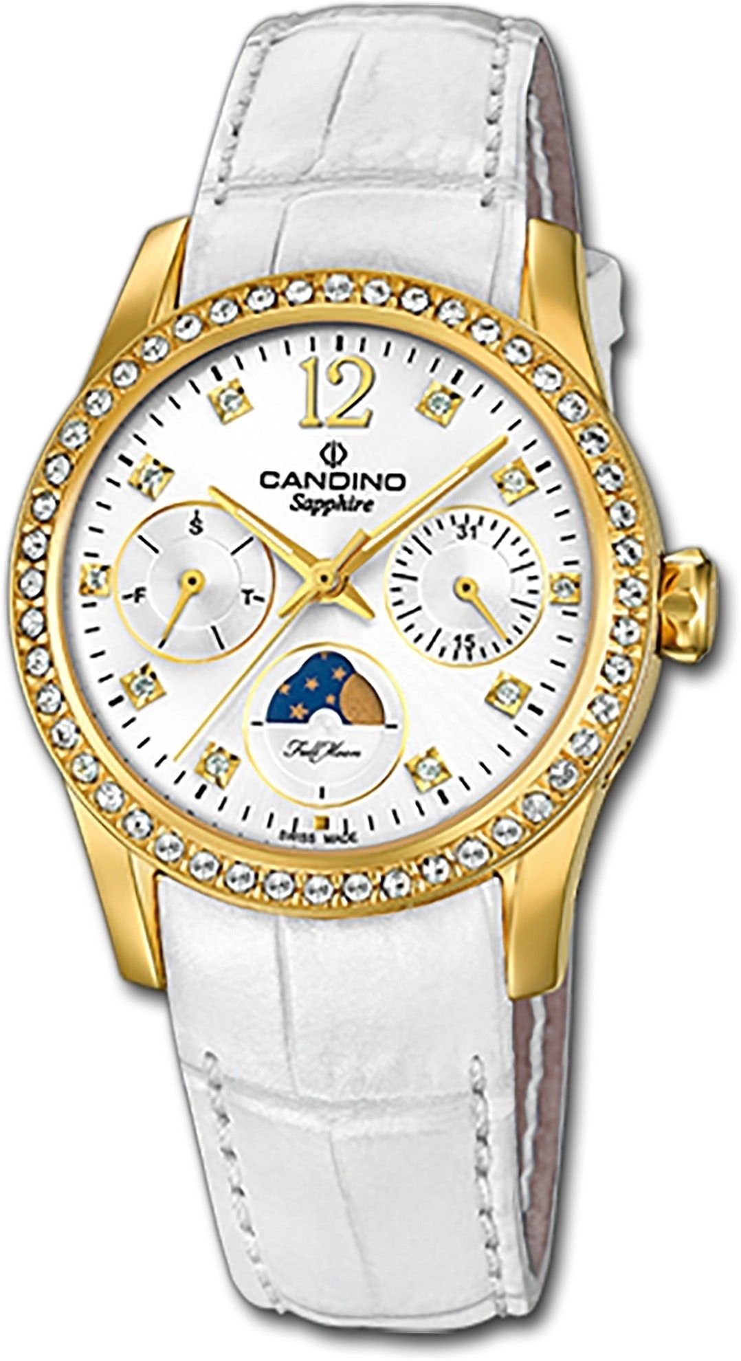 Candino Quarzuhr Candino Damenuhr Classic C4685/1, Damen Armbanduhr rund, Edelstahlarmband weiß | Quarzuhren