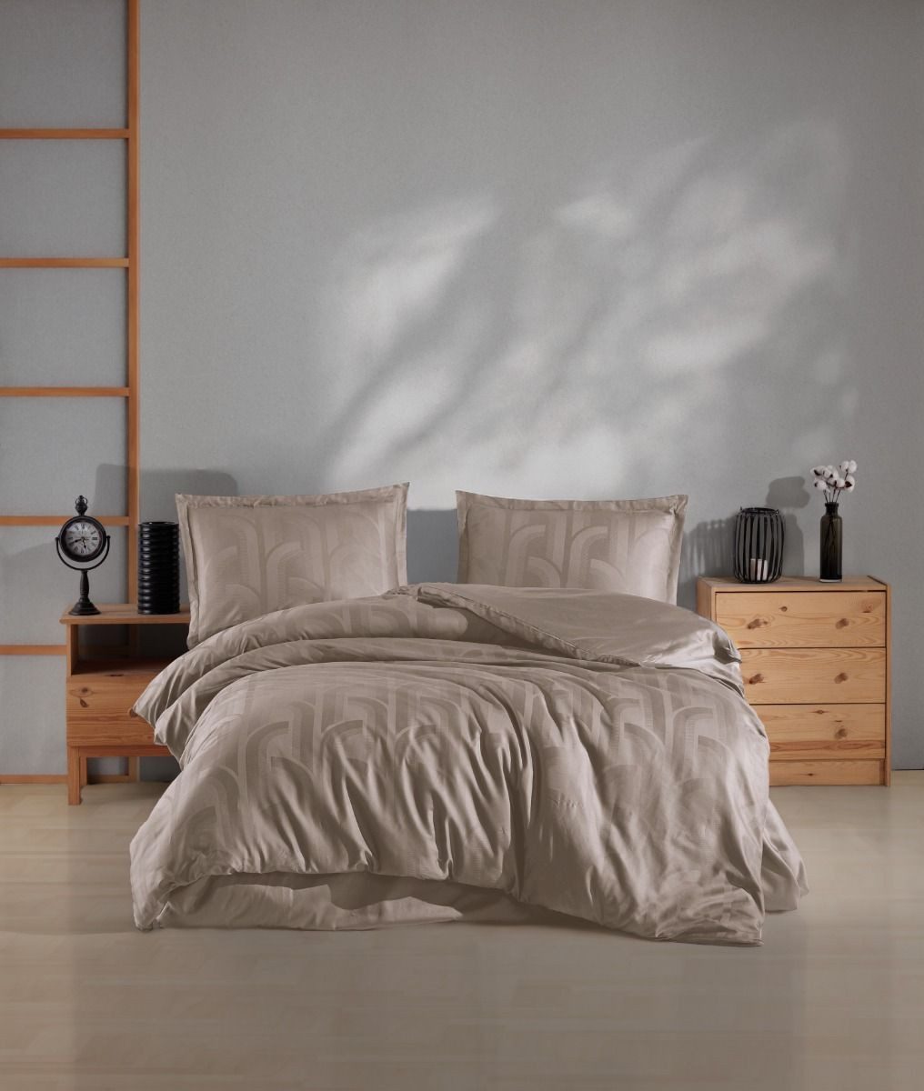 EmirtexHome Bettwäsche LAVELLA SOFIA BETTBEZUGSET SATIN, BEIGE 200X220 CM 4-TEILIG, Baumwolle, 4 teilig