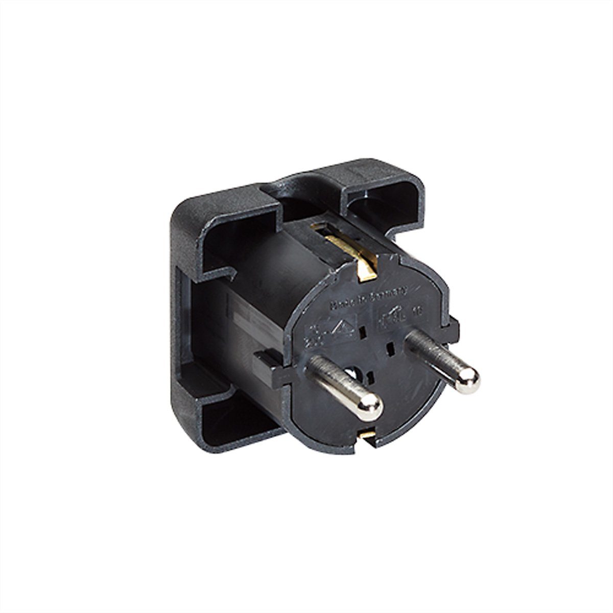 Bachmann Schutzkontaktstecker Stromadapter, 0 cm, schwarz flach
