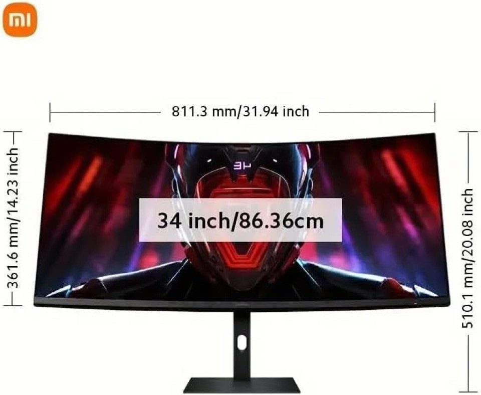 Xiaomi G34WQi Curved-Gaming-Monitor (86,4 cm/34 ", 3440x1440 px, UWQHD, 1 ms Reaktionszeit, 180 Hz, LED, 21:9 Curved‑Monitor mit extra viel Platz für Gaming & Arbeit)