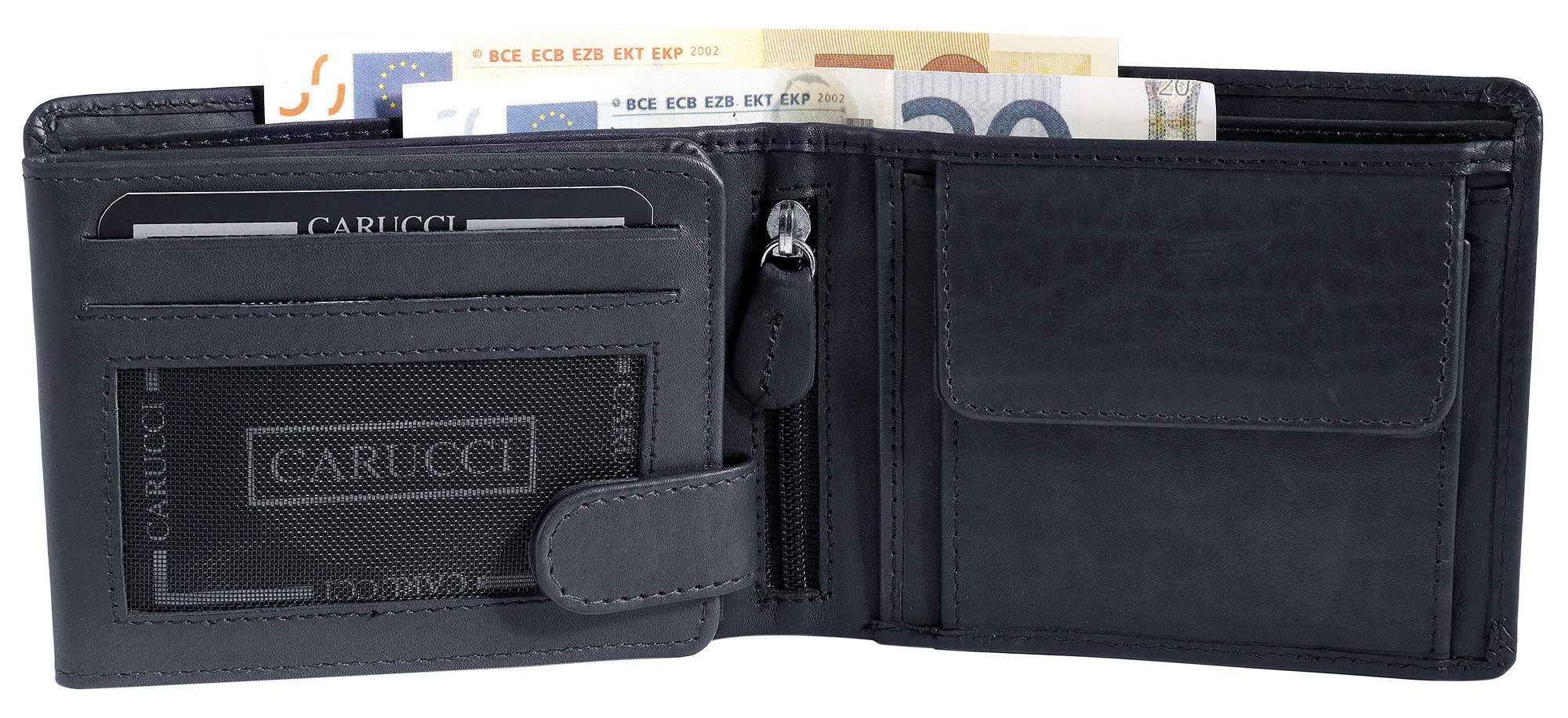 CARUCCI Geldbörse Echtleder, RFID-Blocker