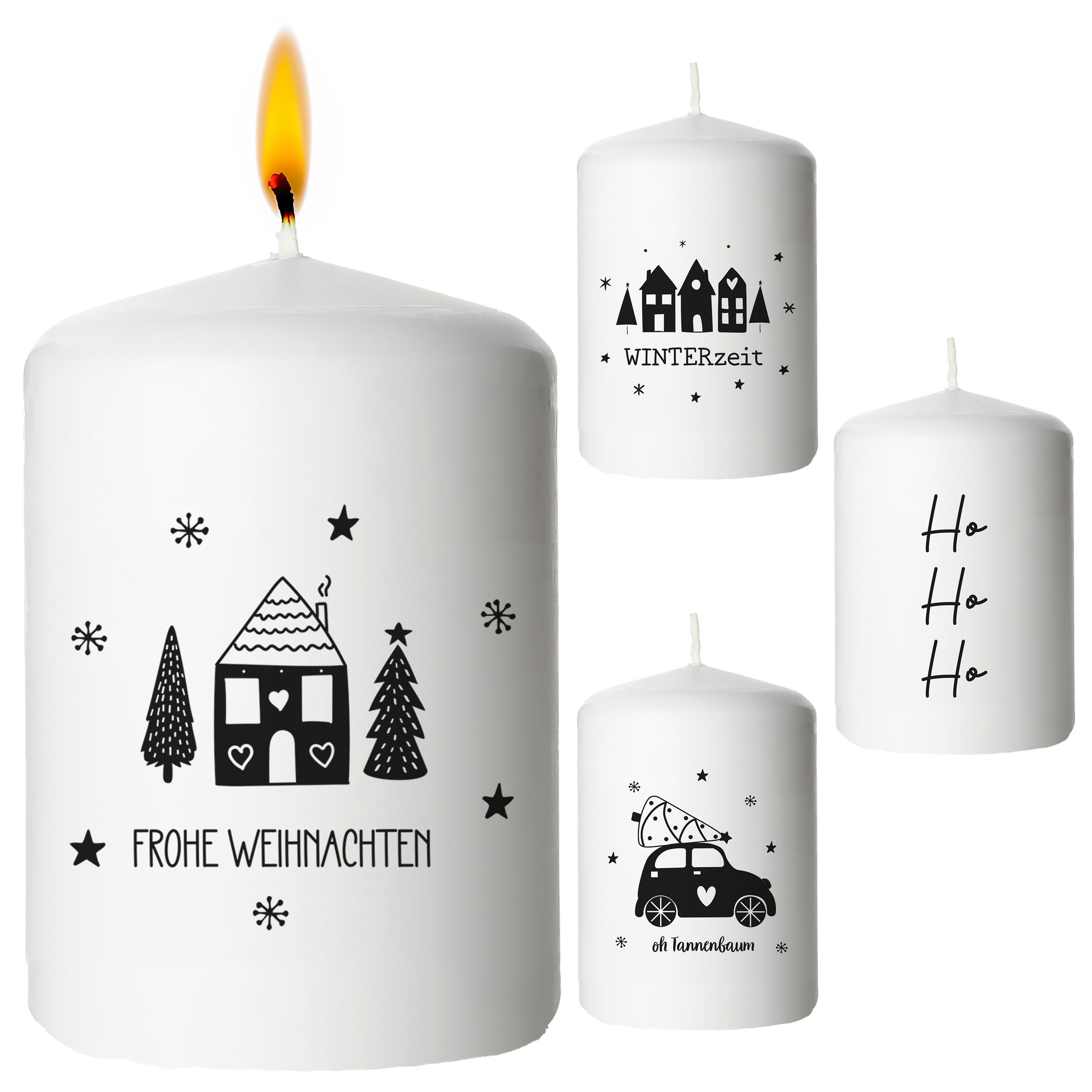 CEPEWA Stumpenkerze Stumpenkerze Weihnachten 4er Set rund Ø6x8cm creme Para günstig online kaufen