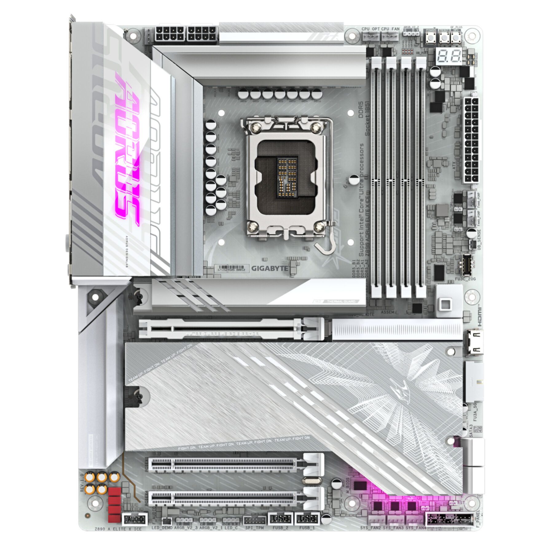 Gigabyte Z890 AORUS ELITE X ICE Mainboard - Unterstützt Intel Core Ultra Mainboard
