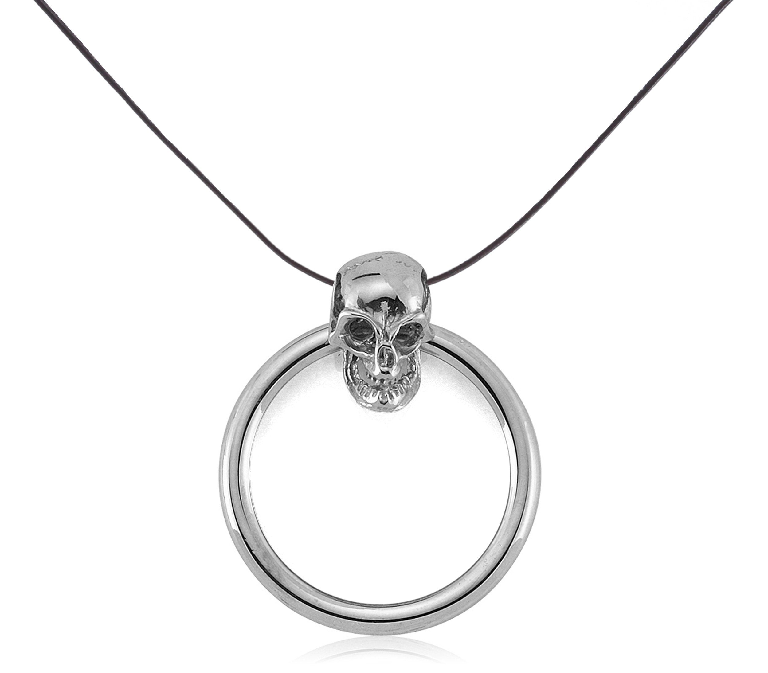 Lantelme Charm-Einhänger Kettenanhänger Halsband Totenkopf mit Lupe (5293), 60cm 925er Sterlingsilber