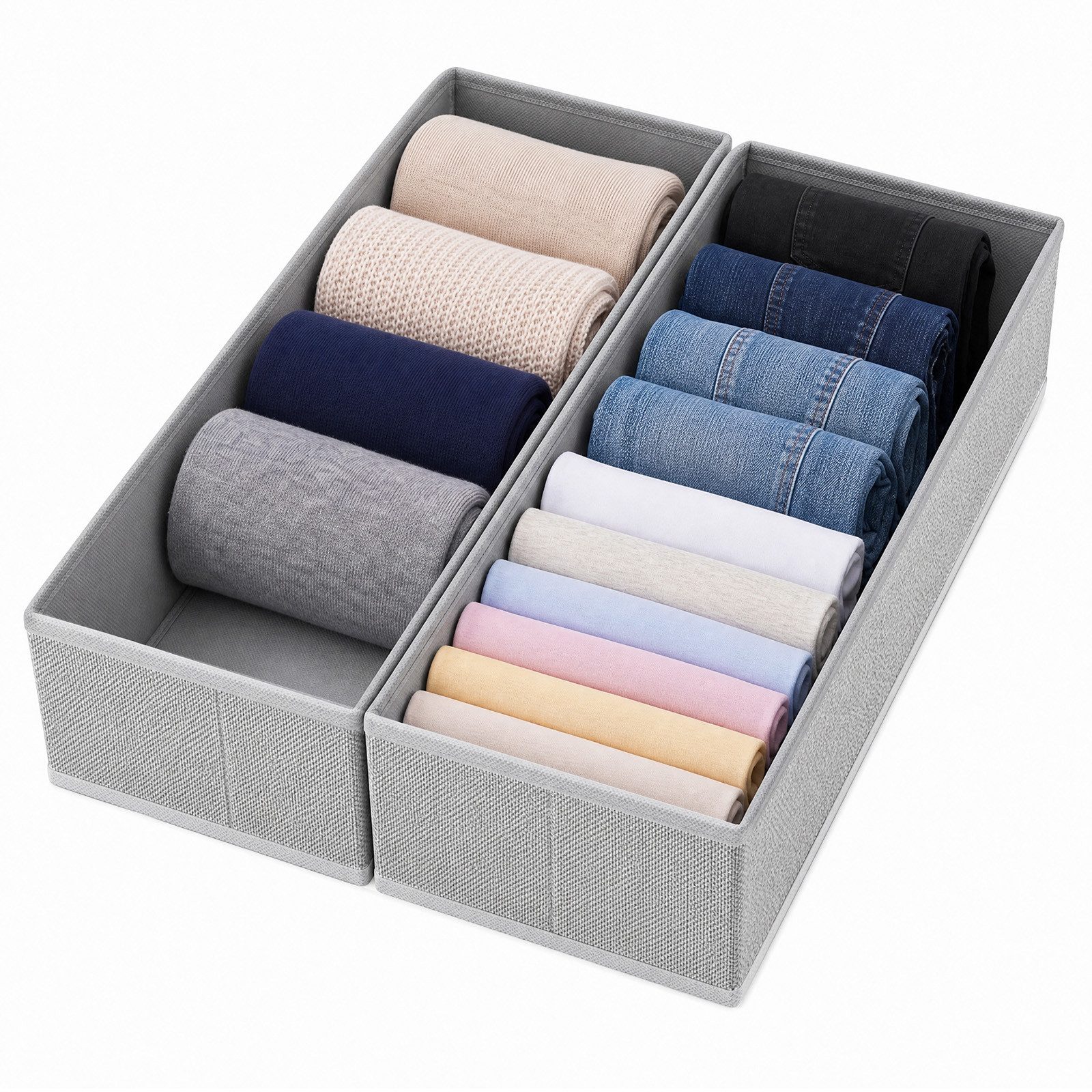 Sekey Aufbewahrungsbox Aufbewahrungsboxen für Schubladen, faltbare Stoffboxen aus Vliesstoff (2 St), 22 x 51 x 11 cm, ohne Fächer, für Unterwäsche, Socken, Krawatten