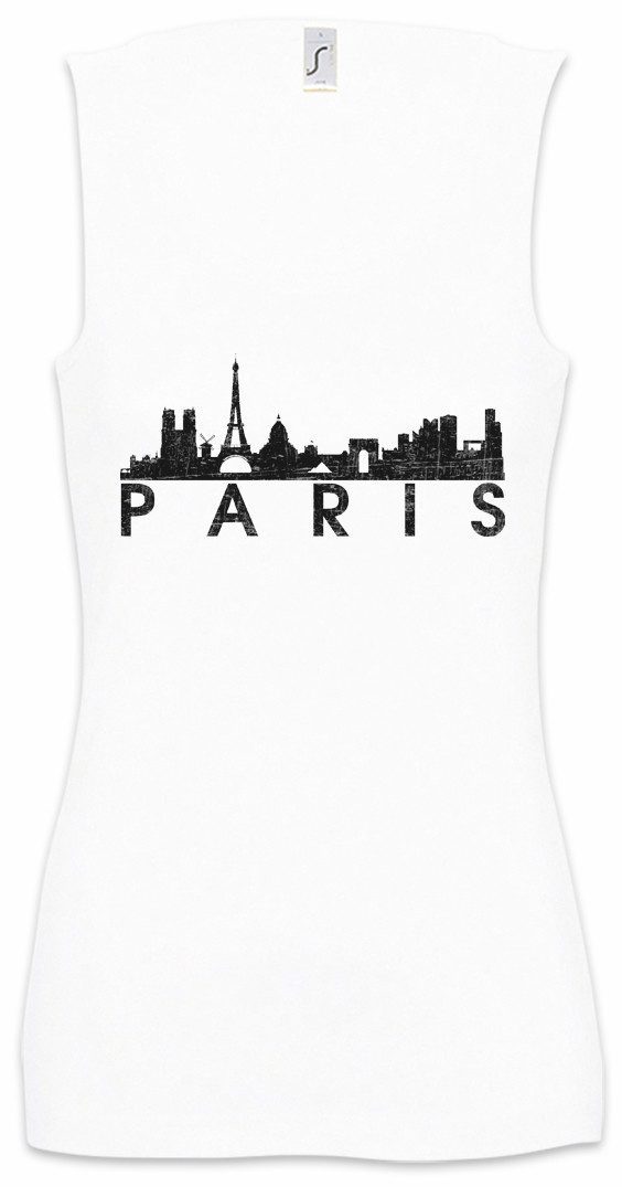 Urban Backwoods Tanktop Skyline Paris Ärmelloses Damen T-Shirt Stadt City Ville Eifelturm France French Louvre Eifel
