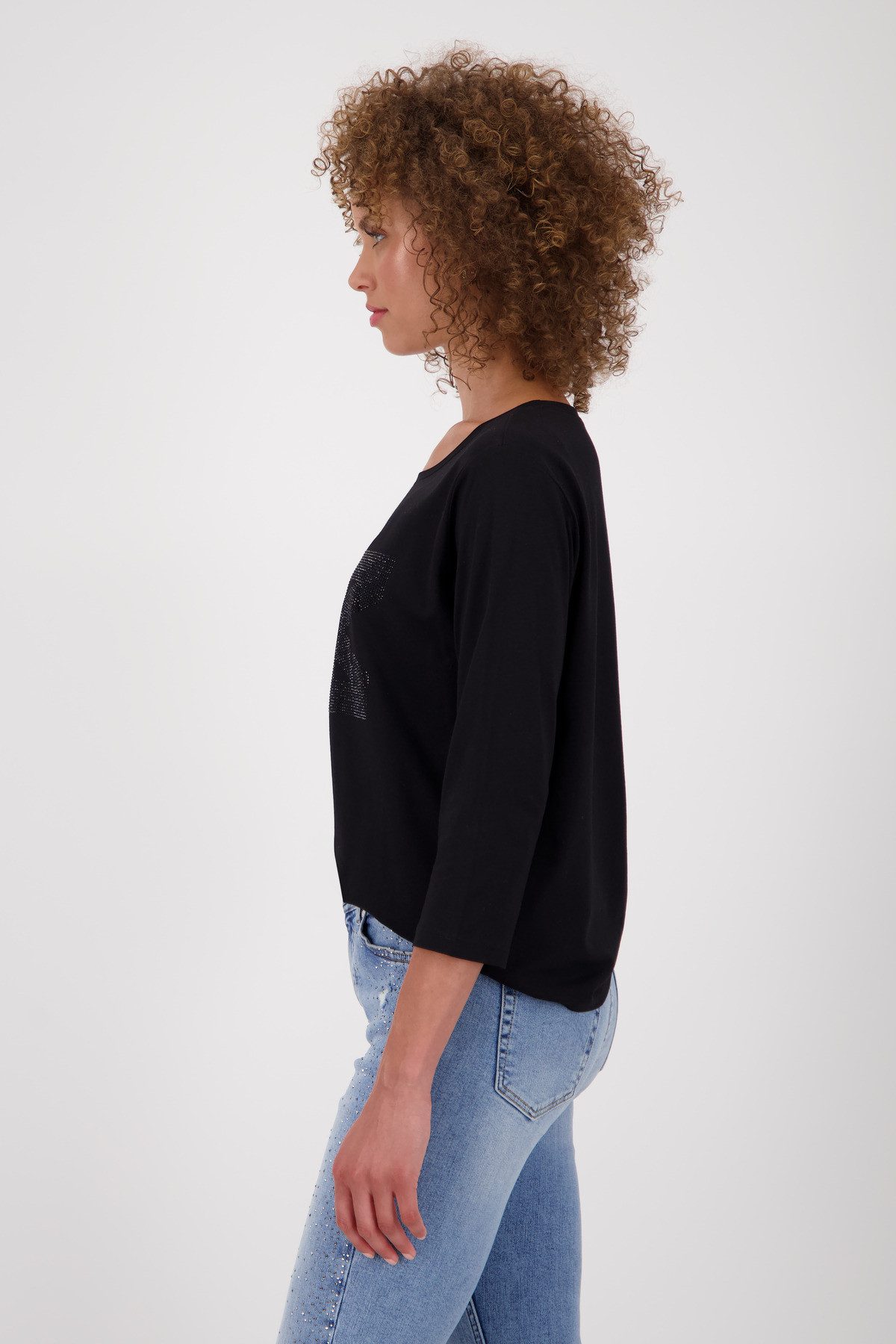 Monari Langarmshirt Shirt Basic Schmuck Mit Schmuckdetails