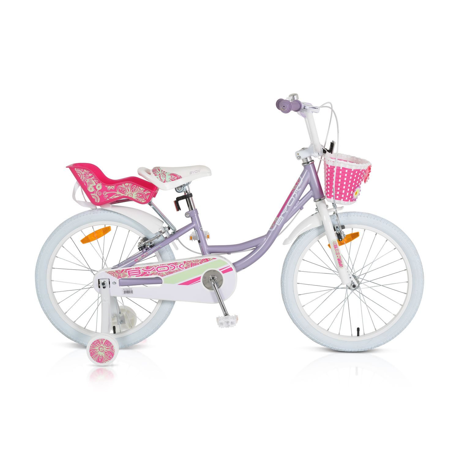 Byox Kinderfahrrad Kinderfahrrad 20 Zoll Fashion Girl, 1 Gang 1 Gang, keine, Stützräder, Korb am Lenker, Puppensitz