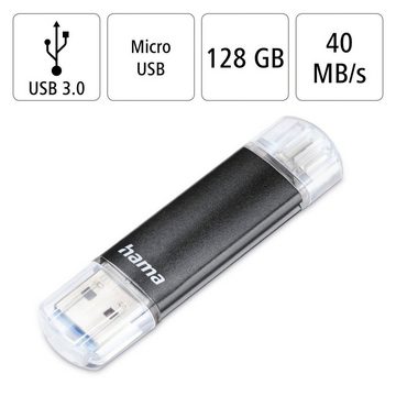 Hama USB-Stick "Laeta Twin", USB 3.0, 16 GB, 40MB/s, Schwarz USB-Stick (Lesegeschwindigkeit 40 MB/s)