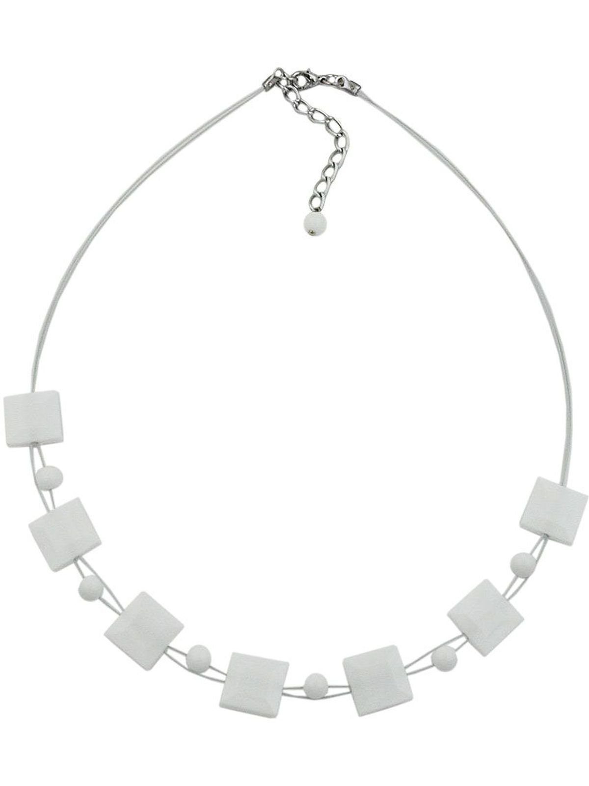 (1-tlg) Drahtkette Gallay 45cm weiß-glänzend Quadrate Schliff Kunststoffperlen Perlenkette