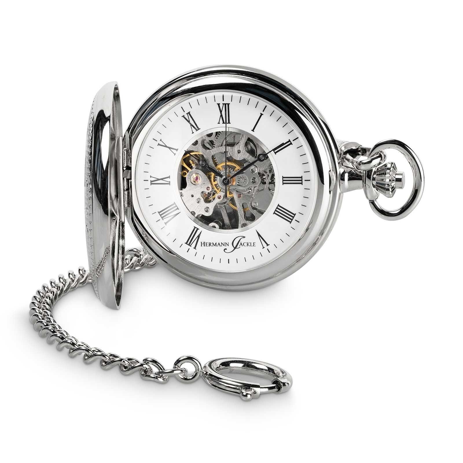 Hermann Jäckle Taschenuhr Bayreuth II mit Handaufzug, und Reiseetui) (inklusive Skelett Kette