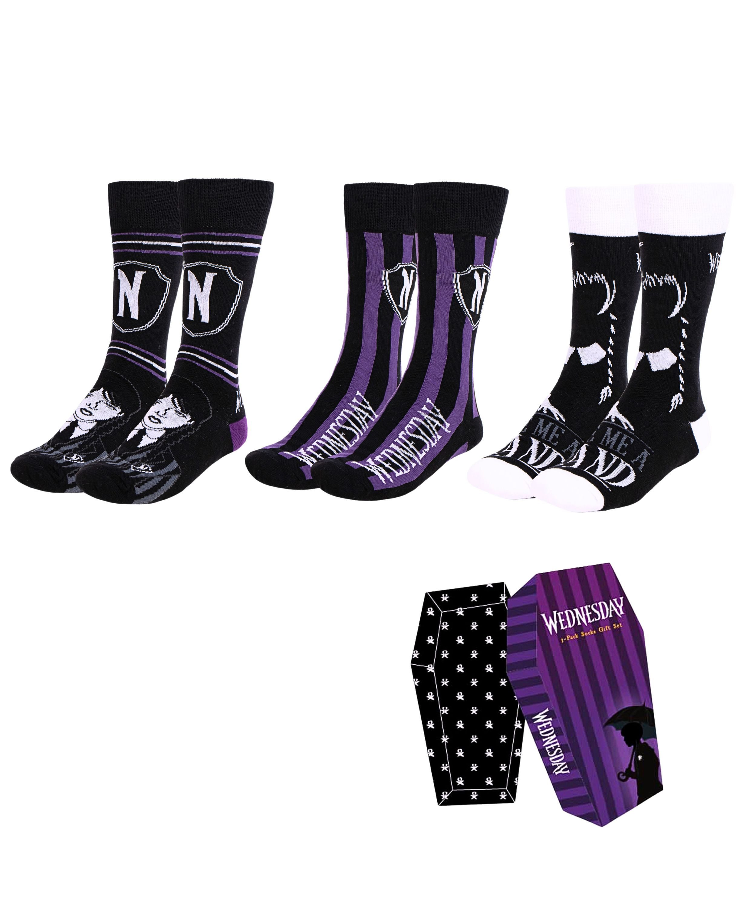 Wednesday Socken Wednesday Addams (3-Paar) Socken in Geschenkbox Gr. 36-43