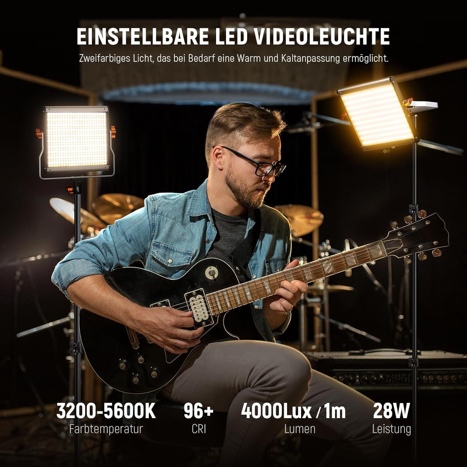 Neewer Videoleuchte NL480 2er Pack LED Videolicht, Dimmbar, Zweifarbige, 480 LEDs, LED Panel mit U Halterung, 75" Lichtstativ, für Studiofotografie