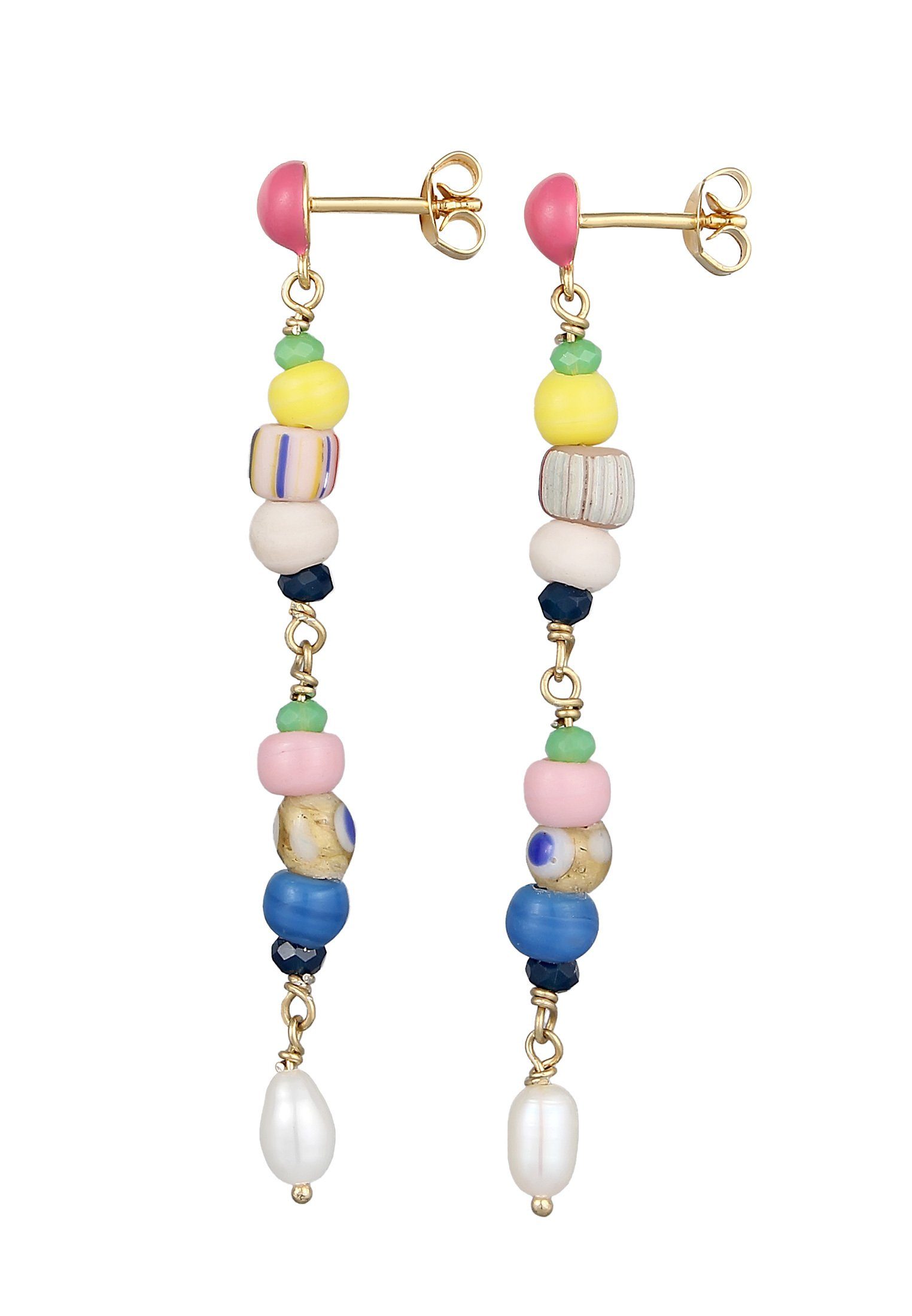 Elli Premium Perlenohrringe Süßwasserzuchtperle Glas Bead Emaille 925 Silber