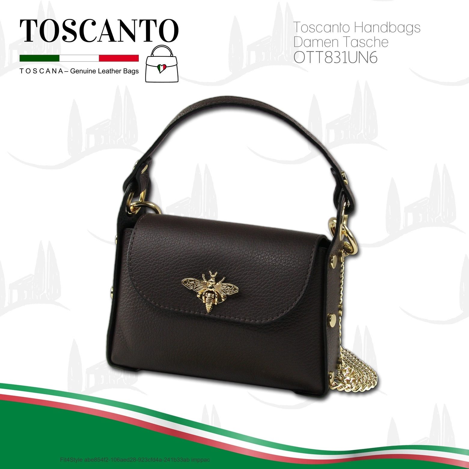Toscanto Umhängetasche Toscanto Tasche dunkelbraun Leder (Umhängetasche), Damen Umhängetasche Leder, dunkelbraun ca. 19cm x ca. 14cm
