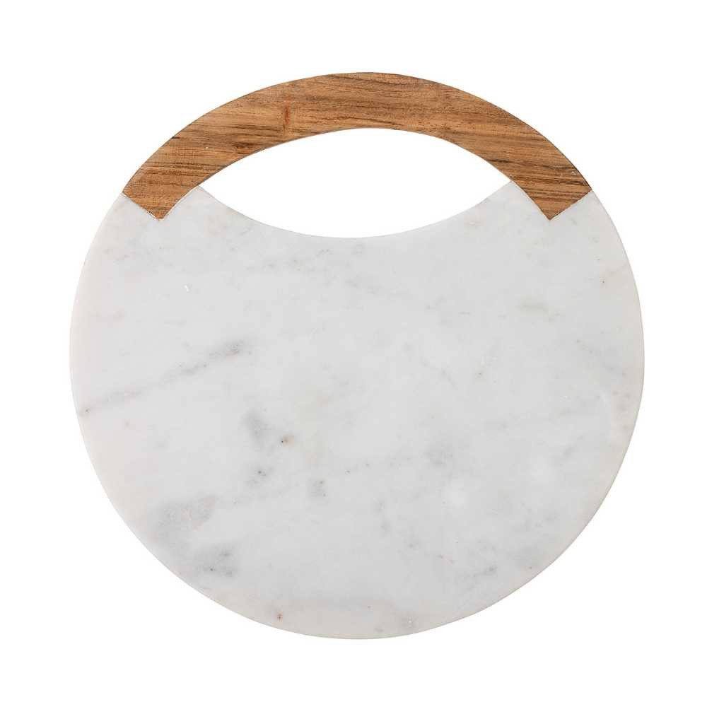 Bloomingville Schneidebrett Bloomingville Schneidebrett DANIELA Weiß Marmor mit Holzgriff 30 cm, Marmor