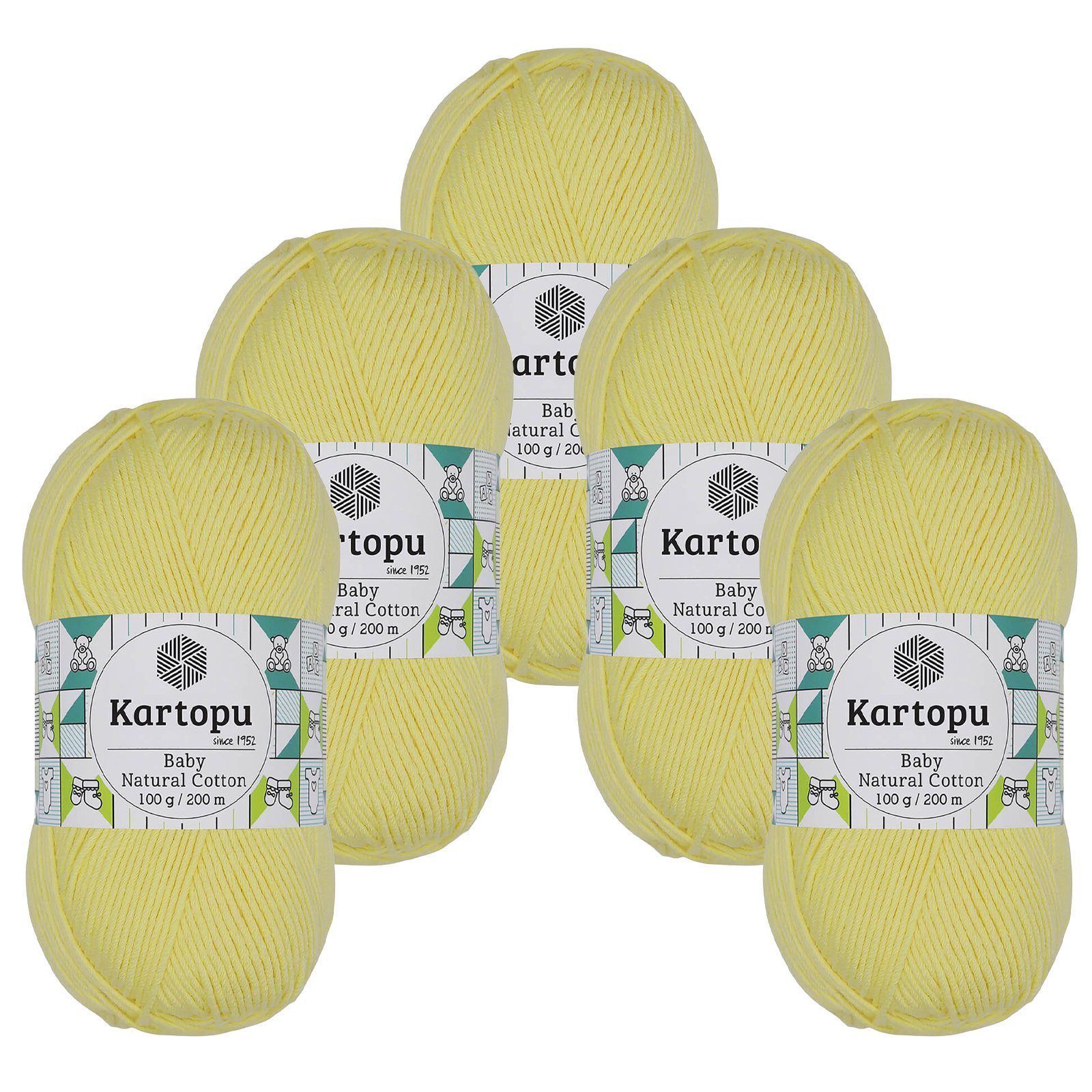 Kartopu 100g Kartopu Baby Natural Cotton Häkelwolle, 200 m, K333 hellgelb