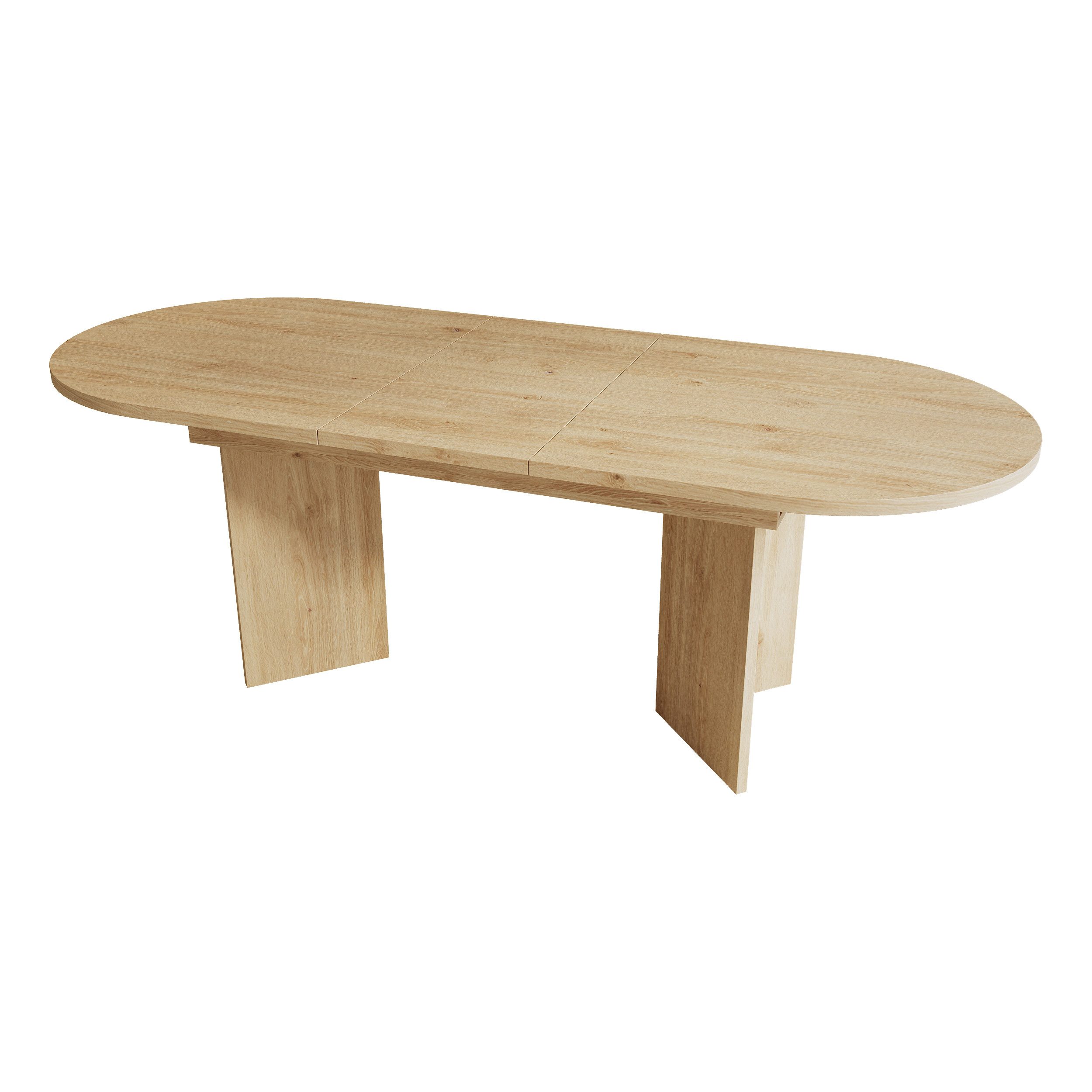Flieks Esstisch (Länge 140-180/T90/H75 cm, 1-St., 1 Tisch), ausziehbarer Küchentisch ovaler Tisch Holzoptik, Eichenfarbe