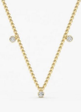 ROUGEMONT Silberkette Damen Kugel Halskette Gold Collier aus 925 Silber und 18K Gold