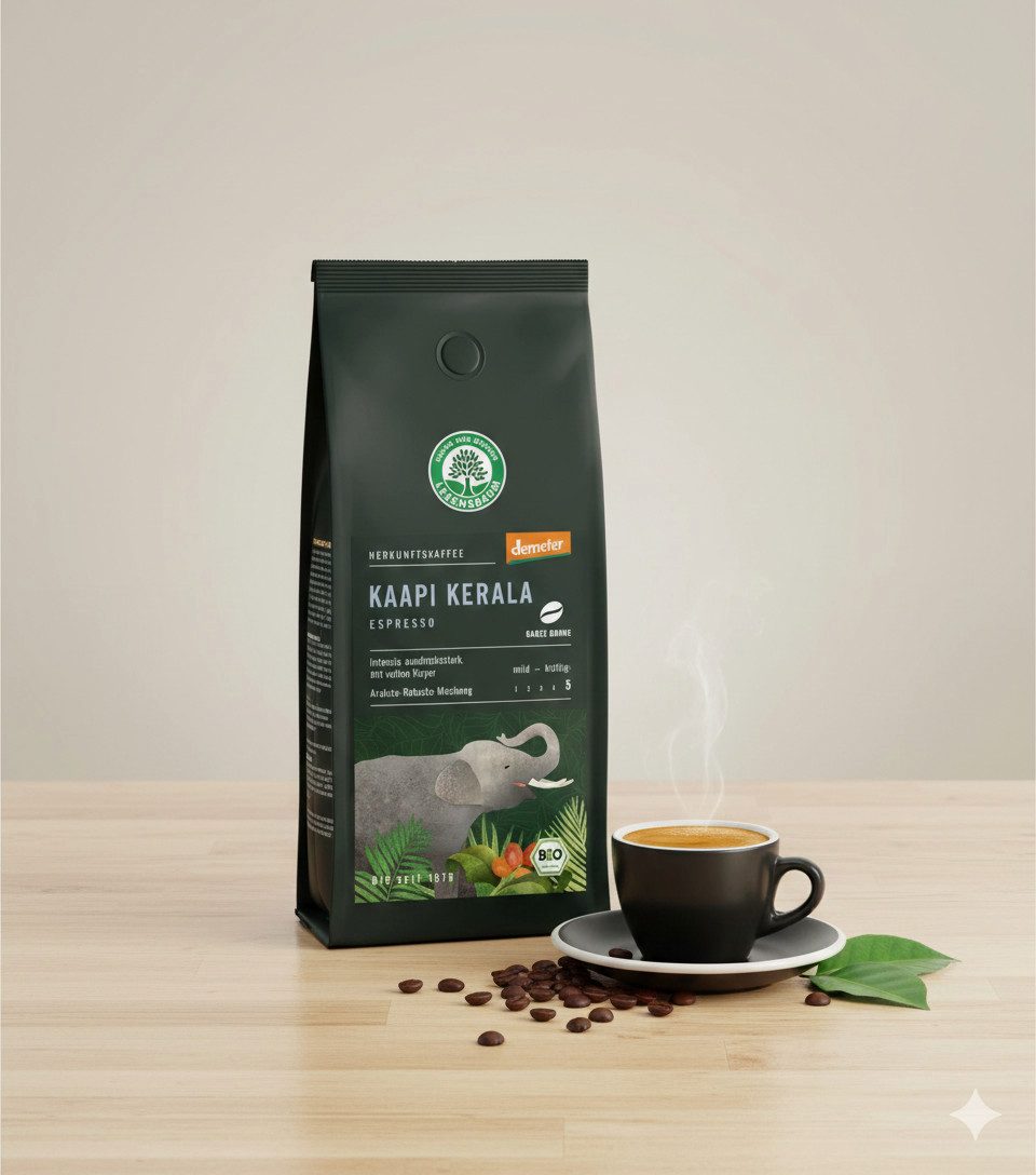 leben Kaffee Lebensbaum Bio Espresso Kaapi Kerala Bohne