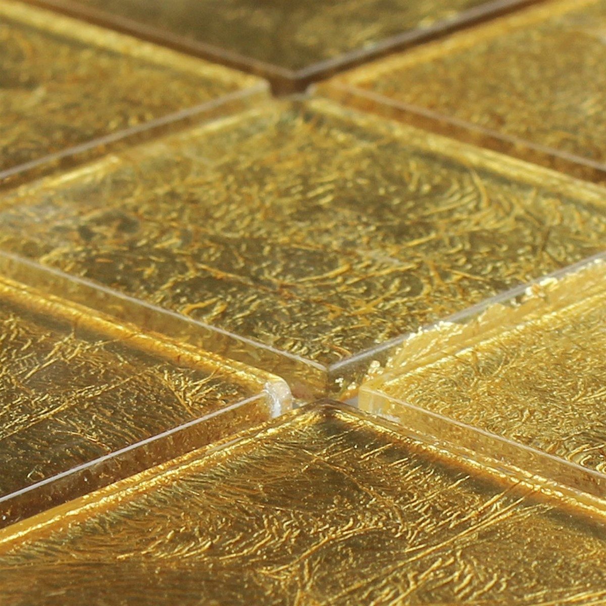 Mosafil Mosaikfliesen Glasmosaik Fliesen Saturn Gold Q48, Glas 30.000x30.000, gold, Verlegefertig auf ein Netz geklebt - Wasserfest