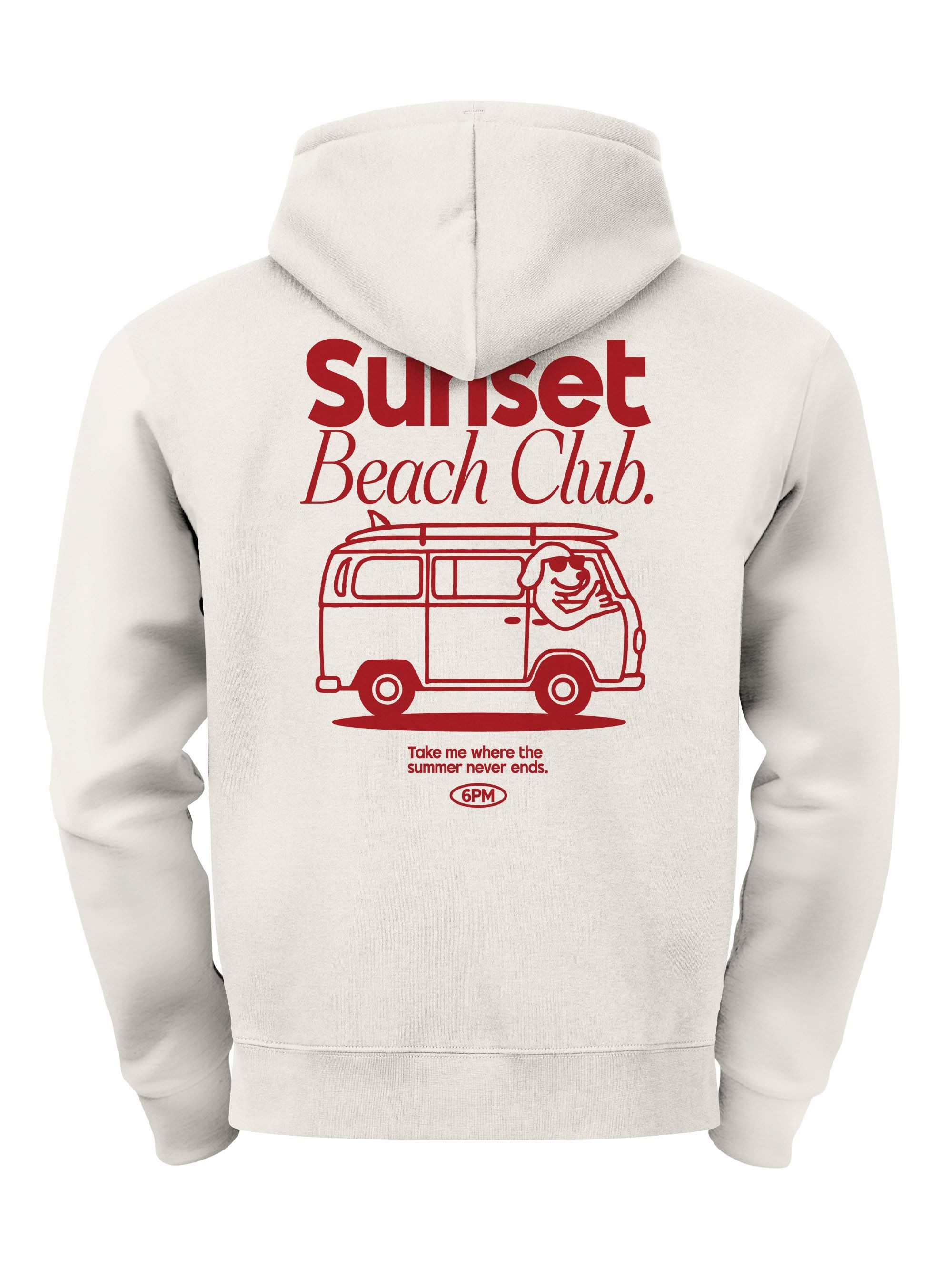 Hoodie Herren Backprint Hoodie Sunset Beach Club, Kapuzensweatshirt mit