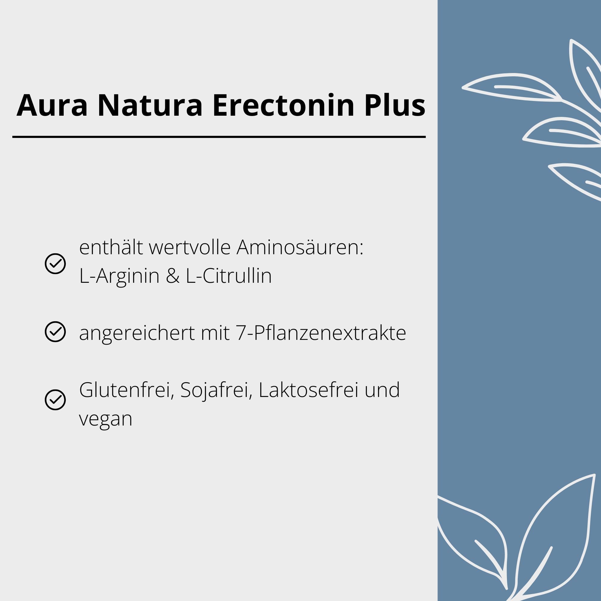 Aura Natura Aura Natura Erectonin Plus, L-Arginin Kapseln mit Zink & Selen Kapseln, 1 er 120 St., L-Arginin Kapseln