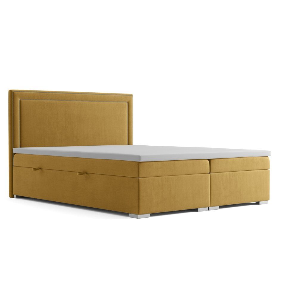 Bettkasten JVmoebel Betten Polster Boxspring Luxus Bett Doppel Hotel Bett Gelb Design